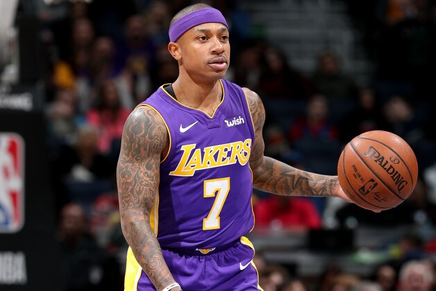 MINNEAPOLIS, MN -  FEBRUARY 15: Isaiah Thomas #7 of the Los Angeles Lakers handles the ball during the game against the Minnesota Timberwolves on February 15, 2018 at Target Center in Minneapolis, Minnesota. NOTE TO USER: User expressly acknowledges and agrees that, by downloading and or using this Photograph, user is consenting to the terms and conditions of the Getty Images License Agreement. Mandatory Copyright Notice: Copyright 2018 NBAE (Photo by Jordan Johnson/NBAE via Getty Images)