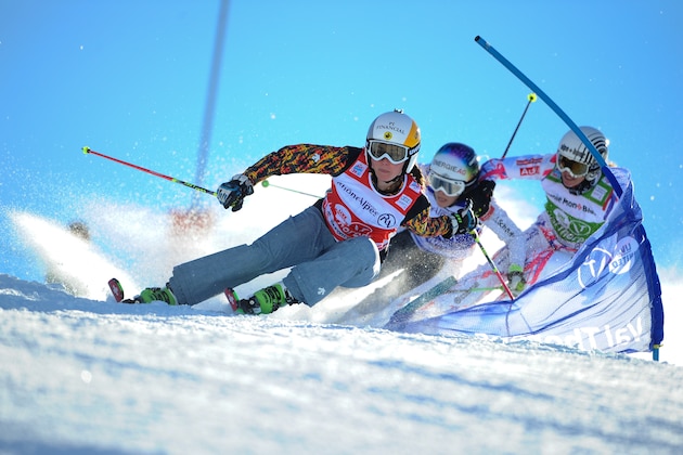 VAL THORENS, FRANCE - DECEMBER 12: (FRANCE OUT) Marielle Thompson of Canada competes during the FIS Freestyle Ski World Cup, Men's and Women's Ski Cross on December 12, 2015 in Val Thorens, France. (Photo by Laurent Salino/Agence Zoom/Getty Images)