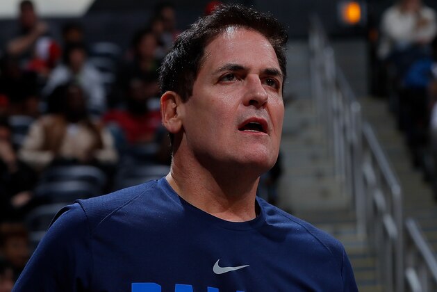 ATLANTA, GA - DECEMBER 23:  Mark Cuban, owner of the Dallas Mavericks, reacts during the game against the Atlanta Hawks at Philips Arena on December 23, 2017 in Atlanta, Georgia.  NOTE TO USER: User expressly acknowledges and agrees that, by downloading and or using this photograph, User is consenting to the terms and conditions of the Getty Images License Agreement.  (Photo by Kevin C. Cox/Getty Images)