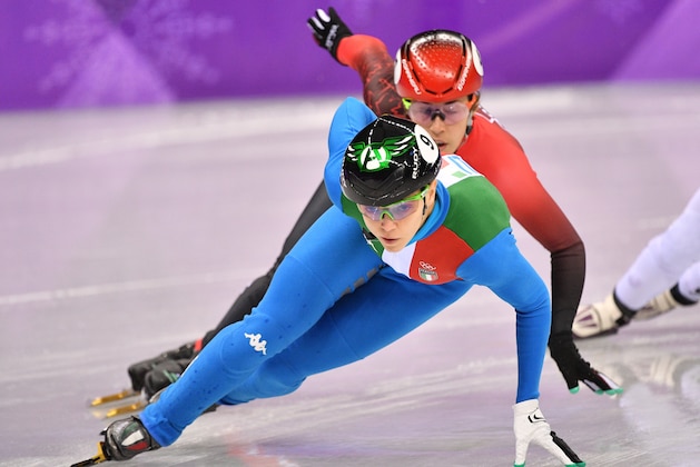 Italy's Arianna Fontana leads in the women's 1,000m short track speed skating heat event during the Pyeongchang 2018 Winter Olympic Games, at the Gangneung Ice Arena in Gangneung on February 20, 2018. / AFP PHOTO / Mladen ANTONOV        (Photo credit should read MLADEN ANTONOV/AFP/Getty Images)