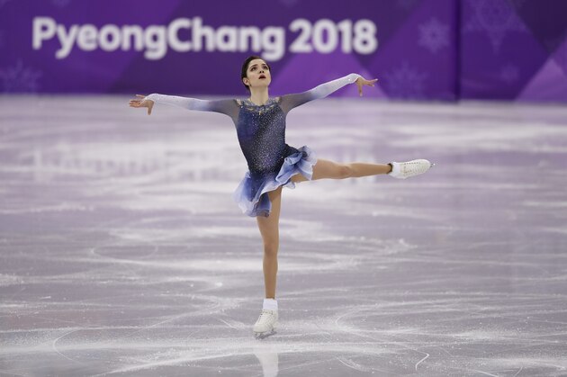 GANGNEUNG, SOUTH KOREA - FEBRUARY 21:  Evgenia Medvedeva of Russia competes during the Ladies Single Skating Short Program on day twelve of the PyeongChang 2018 Winter Olympic Games at Gangneung Ice Arena on February 21, 2018 in Gangneung, South Korea.  (Photo by XIN LI/Getty Images)