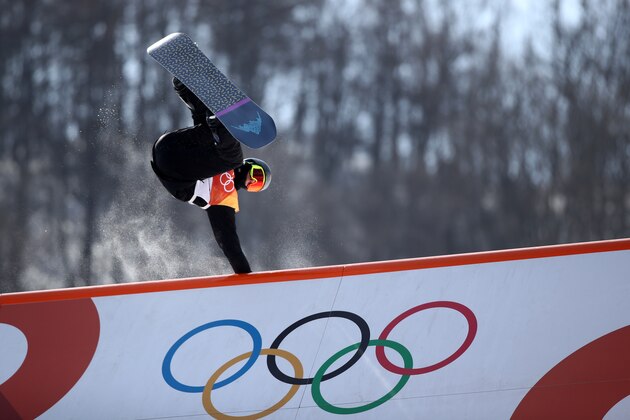 PYEONGCHANG-GUN, SOUTH KOREA - FEBRUARY 11:  Carlos Garcia Knight of New Zealand competes during the Snowboard Men's Slopestyle Final on day two of the PyeongChang 2018 Winter Olympic Games at Phoenix Snow Park on February 11, 2018 in Pyeongchang-gun, South Korea.  (Photo by Clive Mason/Getty Images)