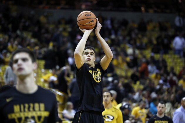 Missouri's Michael Porter Jr. warms up before the start of an NCAA college basketball game between Missouri and Iowa State Friday, Nov. 10, 2017, in Columbia, Mo. (AP Photo/Jeff Roberson)