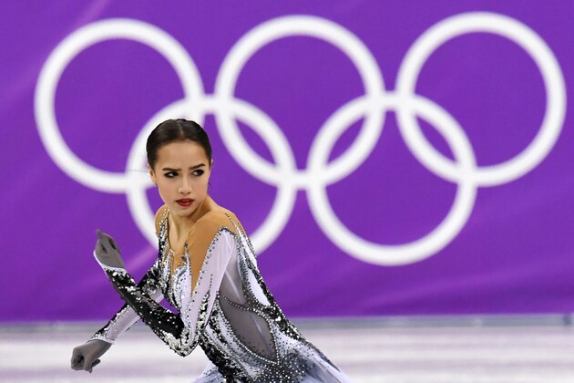 Russia's Alina Zagitova competes in the women's single skating short program of the figure skating event during the Pyeongchang 2018 Winter Olympic Games at the Gangneung Ice Arena in Gangneung on February 21, 2018. / AFP PHOTO / Kirill KUDRYAVTSEV        (Photo credit should read KIRILL KUDRYAVTSEV/AFP/Getty Images)