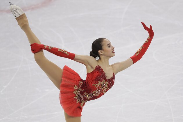 Alina Zagitova of the Olympic Athletes of Russia performs during the women's free figure skating final in the Gangneung Ice Arena at the 2018 Winter Olympics in Gangneung, South Korea, Friday, Feb. 23, 2018. (AP Photo/Petr David Josek)