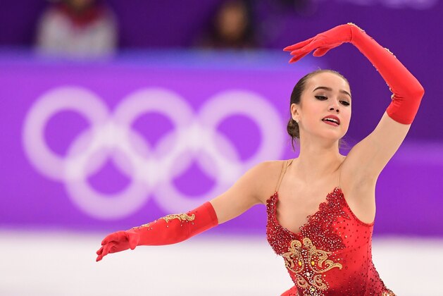 Russia's Alina Zagitova competes in the women's single skating free skating of the figure skating event during the Pyeongchang 2018 Winter Olympic Games at the Gangneung Ice Arena in Gangneung on February 23, 2018. / AFP PHOTO / Roberto SCHMIDT        (Photo credit should read ROBERTO SCHMIDT/AFP/Getty Images)