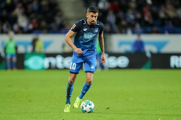 SINSHEIM, GERMANY - DECEMBER 13: Kerem Demirbay of Hoffenheim controls the ball during the Bundesliga match between TSG 1899 Hoffenheim and VfB Stuttgart at Wirsol Rhein-Neckar-Arena on December 13, 2017 in Sinsheim, Germany. (Photo by TF-Images/TF-Images via Getty Images)
