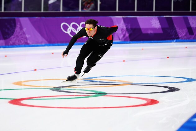 GANGNEUNG, SOUTH KOREA - FEBRUARY 23:  Vincent de Haitre of Canada gets ready to compete during the Speed Skating Men's 1000m on day 14 of the PyeongChang 2018 Winter Olympic Games at Gangneung Oval on February 23, 2018 in Gangneung, South Korea.  (Photo by Dean Mouhtaropoulos/Getty Images)