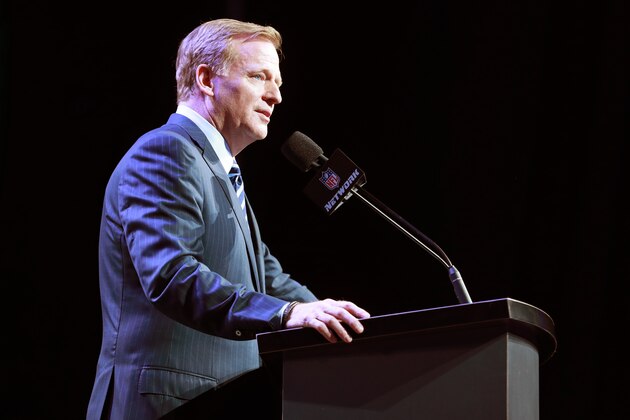 NFL Commissioner Roger Goodell speaks during the first round of the 2017 NFL football draft, Thursday, April 27, 2017, in Philadelphia.  (Jeff Haynes/AP Images for Panini)