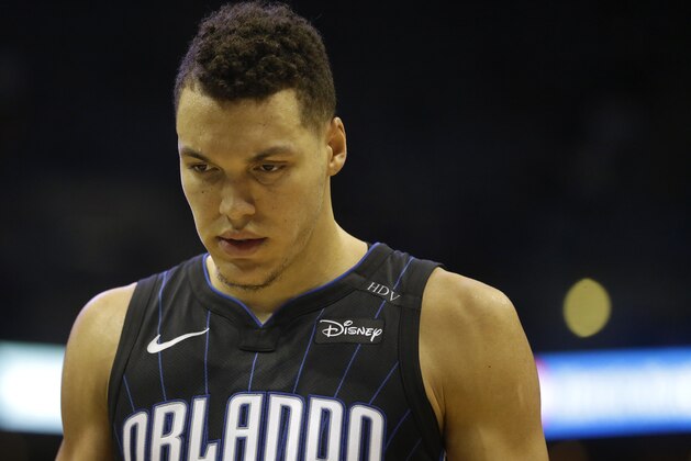 Orlando Magic's Aaron Gordon during an NBA basketball game against the Milwaukee Bucks Wednesday, Jan. 10, 2018, in Milwaukee. (AP Photo/Aaron Gash)