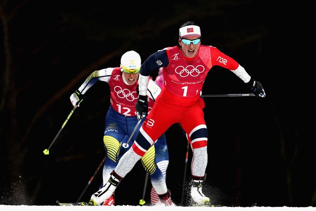 PYEONGCHANG-GUN, SOUTH KOREA - FEBRUARY 21:  Marit Bjoergen of Norway competes during the Cross Country Ladies' Team Sprint Free Final on day 12 of the PyeongChang 2018 Winter Olympic Games at Alpensia Cross-Country Centre on February 21, 2018 in Pyeongchang-gun, South Korea.  (Photo by Al Bello/Getty Images)