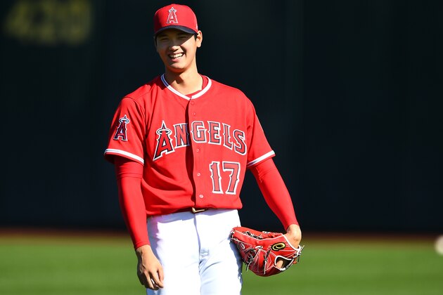 TENPE, ARIZONA, FEBRUARY 22: Shohei Ohtani of Los Angeles Angels in action during a training session on February 22, 2018 in Tempe, Arizona. (Photo by Masterpress/Getty Images)