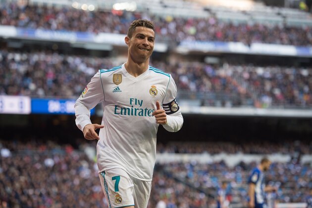 MADRID, SPAIN - FEBRUARY 24: Cristiano Ronaldo of Real Madrid reacts after his shot at goal was saved during the La Liga match between Real Madrid and Deportivo Alaves at Estadio Santiago Bernabeu on February 24, 2018 in Madrid, Spain. (Photo by Denis Doyle/Getty Images)