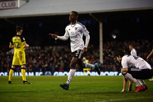 LONDON, ENGLAND - JANUARY 20:  Ryan Sessegnon of Fulham celebrates scoring his sides fifth goal during the Sky Bet Championship match between Fulham and Burton Albion at Craven Cottage on January 20, 2018 in London, England.  (Photo by Jordan Mansfield/Getty Images)
