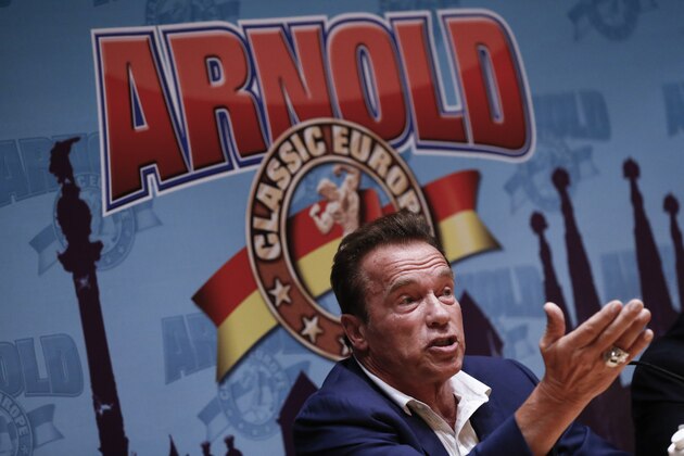 US actor and former governor of California Arnold Schwarzenegger speaks during a press conference ahead of the fitness and bodybuilding Arnold Classic Europe event in L'Hospitalet del Llobregat on September 22, 2017. / AFP PHOTO / PAU BARRENA        (Photo credit should read PAU BARRENA/AFP/Getty Images)