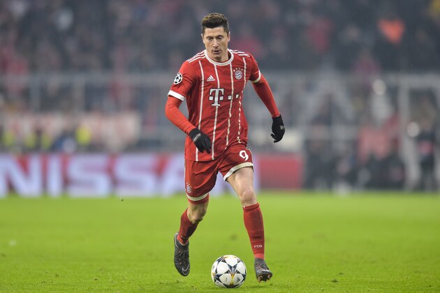 MUNICH, GERMANY - FEBRUARY 20: Robert Lewandowski of Bayern Muenchen during the UEFA Champions League Round of 16 First Leg match between Bayern Muenchen and Besiktas at Allianz Arena on February 20, 2018 in Munich, Germany. (Photo by PressFocus/MB Media/Getty Images)