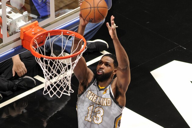 ORLANDO, FL - FEBRUARY 6: Tristan Thompson #13 of the Cleveland Cavaliers dunks the ball during the game against the Orlando Magic on February 6, 2018 at Amway Center in Orlando, Florida. NOTE TO USER: User expressly acknowledges and agrees that, by downloading and or using this photograph, User is consenting to the terms and conditions of the Getty Images License Agreement. Mandatory Copyright Notice: Copyright 2018 NBAE (Photo by Fernando Medina/NBAE via Getty Images)