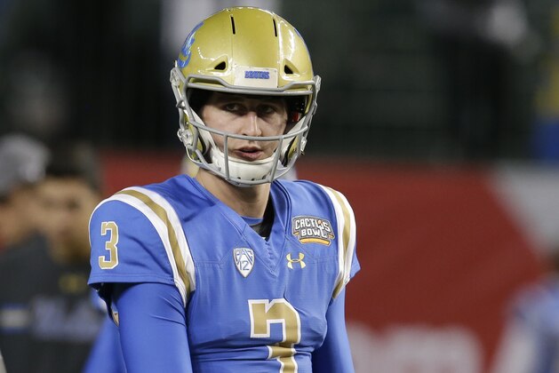 UCLA quarterback Josh Rosen (3) in the second half during an NCAA college football bowl game against Kansas State, Tuesday, Dec. 26, 2017, in Phoenix. Kansas State defeated UCLA 35-17. (AP Photo/Rick Scuteri)