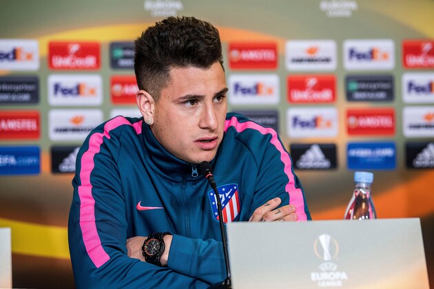 Atletico Madrid football club's Jose Gimenez speaks during a press conference on February 14, 2018 in Copenhagen, Denmark, on the eve of the UEFA Europa League round of 32 football match FC Copenhagen against Atletico Madrid.  / AFP PHOTO / SCANPIX DENMARK / Anders Kjaerbye / Denmark OUT        (Photo credit should read ANDERS KJAERBYE/AFP/Getty Images)