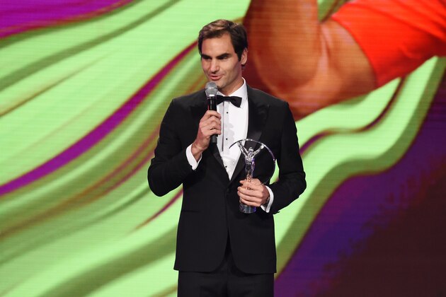 MONACO - FEBRUARY 27:  Tennis player Roger Federer accepts the Laureus World Comeback of the Year during the 2018 Laureus World Sports Awards show at Salle des Etoiles, Sporting Monte-Carlo on February 27, 2018 in Monaco, Monaco.  (Photo by Stuart C. Wilson/Getty Images for Laureus)