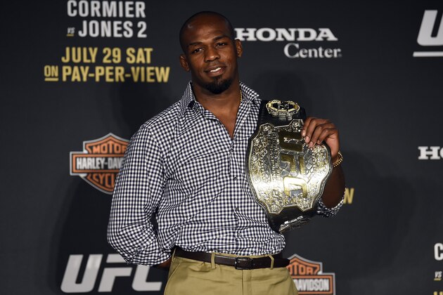ANAHEIM, CA - JULY 29:  Jon Jones speaks to the media during the UFC 214 post fight press conference inside the Honda Center on July 29, 2017 in Anaheim, California. (Photo by Jeff Bottari/Zuffa LLC/Zuffa LLC via Getty Images)