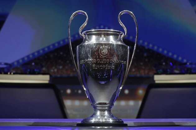 MONTE CARLO, MONACO - AUGUST 24: The Champions League Trophy stands on display during the UEFA Champions League Group stage draw ceremony, at the Grimaldi Forum, Monte Carlo in Monaco, on August 24, 2017. (Photo by TF-Images/TF-Images via Getty Images)