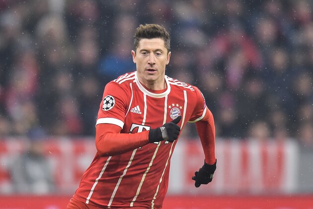 MUNICH, GERMANY - FEBRUARY 20: Robert Lewandowski of Bayern Muenchen during the UEFA Champions League Round of 16 First Leg match between Bayern Muenchen and Besiktas at Allianz Arena on February 20, 2018 in Munich, Germany. (Photo by PressFocus/MB Media/Getty Images)
