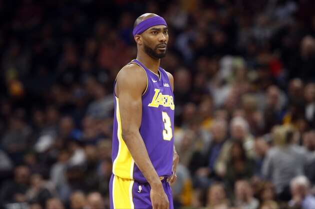 Los Angeles Lakers' Corey Brewer plays against the Minnesota Timberwolves in the first half of an NBA basketball game Thursday, Feb. 15, 2018, in Minneapolis. (AP Photo/Jim Mone)