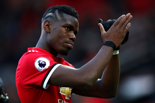 MANCHESTER, ENGLAND - FEBRUARY 25:  Paul Pogba of Manchester United applauds fans after the Premier League match between Manchester United and Chelsea at Old Trafford on February 25, 2018 in Manchester, England.  (Photo by Clive Brunskill/Getty Images)