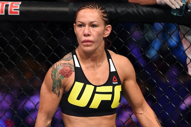 CURITIBA, BRAZIL - MAY 14:  Cristiane 'Cyborg' Justino of Brazil stands in her corner before facing Leslie Smith in their women's catchweight bout during the UFC 198 event at Arena da Baixada stadium on May 14, 2016 in Curitiba, Parana, Brazil.  (Photo by Josh Hedges/Zuffa LLC/Zuffa LLC via Getty Images)