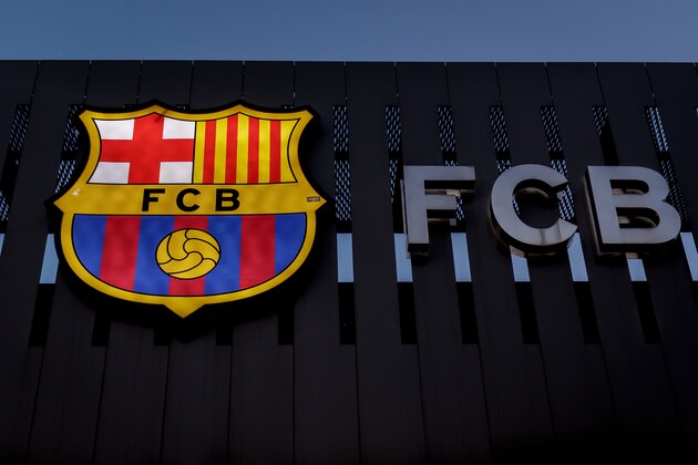 BARCELONA, SPAIN - JANUARY 28: stadium of FC Barcelona logo during the La Liga Santander  match between FC Barcelona v Deportivo Alaves at the Camp Nou on January 28, 2018 in Barcelona Spain (Photo by Laurens Lindhout/Soccrates/Getty Images)