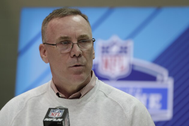 Cleveland Browns general manager John Dorsey speaks during a press conference at the NFL football scouting combine in Indianapolis, Thursday, March 1, 2018. (AP Photo/Michael Conroy)