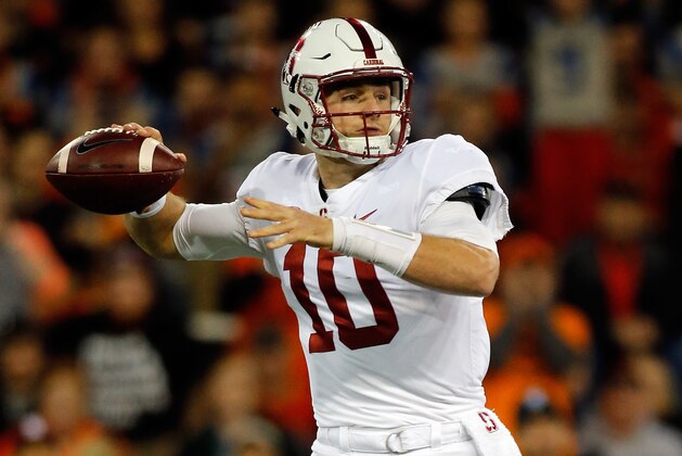 CORVALLIS, OR - OCTOBER 26:  Quarterback Keller Chryst #10 of the Stanford Cardinal throws against the Oregon State Beavers at Reser Stadium on October 26, 2017 in Corvallis, Oregon.  (Photo by Jonathan Ferrey/Getty Images)