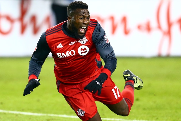 TORONTO, ON - DECEMBER 09:  Jozy Altidore #17 of Toronto FC is fouled during the 2017 MLS Cup Final against the Seattle Sounders at BMO Field on December 9, 2017 in Toronto, Ontario, Canada.  (Photo by Vaughn Ridley/Getty Images)