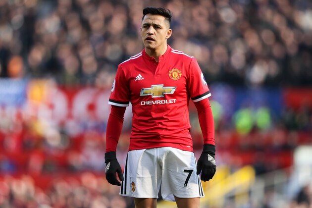 MANCHESTER, ENGLAND - FEBRUARY 25: Alexis Sanchez of Manchester United during the Premier League match between Manchester United and Chelsea at Old Trafford on February 25, 2018 in Manchester, England. (Photo by Matthew Ashton - AMA/Getty Images)