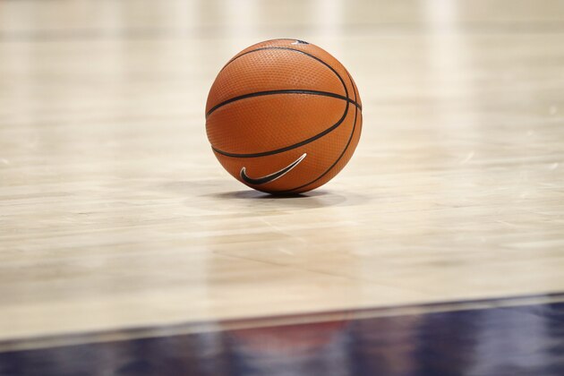 A view of an official Nike Xavier game ball during the second half of an NCAA college basketball game of Providence against Xavier, Wednesday, Feb. 28, 2018, in Cincinnati. Xavier won 84-74. (AP Photo/Aaron Doster)