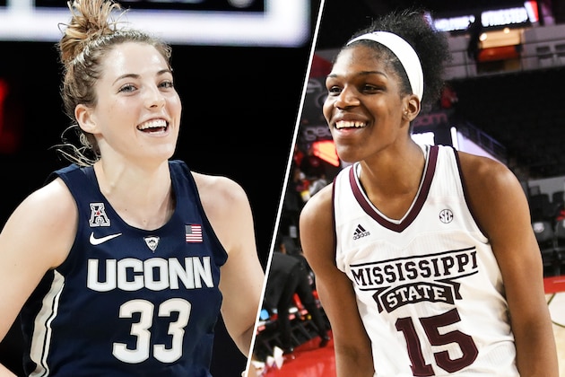 UConn's Katie Lou Samuelson and Mississippi State's Teaira McCowan