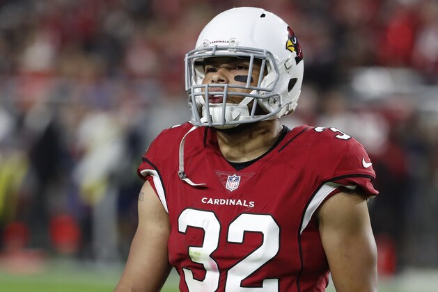 Arizona Cardinals free safety Tyrann Mathieu (32) during the second half of an NFL football game against the Jacksonville Jaguars, Sunday, Nov. 26, 2017, in Glendale, Ariz. (AP Photo/Rick Scuteri)