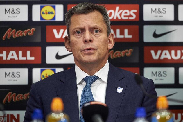 England's Football Association chief executive Martin Glenn takes part in a press conference at Wembley Stadium in London on December 1, 2016.
Glenn does not believe there has been a cover-up of child abuse within British football, he said today. / AFP / NIKLAS HALLE'N / NOT FOR MARKETING OR ADVERTISING USE / RESTRICTED TO EDITORIAL USE         (Photo credit should read NIKLAS HALLE'N/AFP/Getty Images)