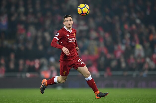 LIVERPOOL, ENGLAND - MARCH 03:  Andrew Robertson of Liverpool during the Premier League match between Liverpool and Newcastle United at Anfield on March 3, 2018 in Liverpool, England.  (Photo by Gareth Copley/Getty Images)