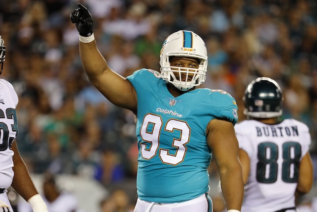 Miami Dolphins defensive tackle Ndamukong Suh during an NFL preseason football game against the Philadelphia Eagles at Lincoln Financial Field in Philadelphia, Thursday, Aug. 24, 2017. (Winslow Townson/AP Images for Panini)