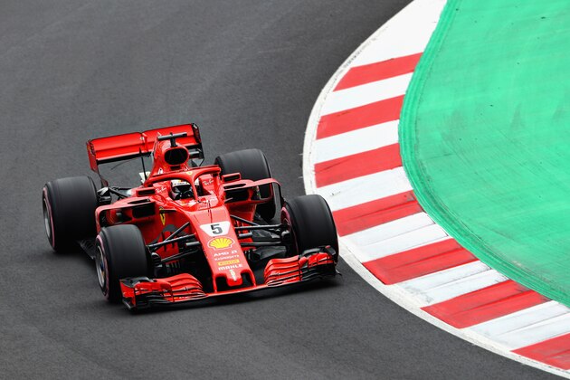 MONTMELO, SPAIN - MARCH 08: Sebastian Vettel of Germany driving the (5) Scuderia Ferrari SF71H on track during day three of F1 Winter Testing at Circuit de Catalunya on March 8, 2018 in Montmelo, Spain.  (Photo by Mark Thompson/Getty Images)
