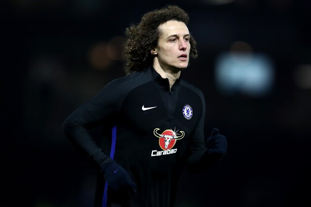 WATFORD, ENGLAND - FEBRUARY 05:  David Luiz of Chelsea warms up ahead of the Premier League match between Watford and Chelsea at Vicarage Road on February 5, 2018 in Watford, England.  (Photo by Catherine Ivill/Getty Images)