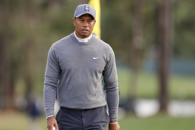 Tiger Woods reacts after a birdie on the 17th hole during the first round of the Valspar Championship golf tournament Thursday, March 8, 2018, in Palm Harbor, Fla. (AP Photo/Mike Carlson)