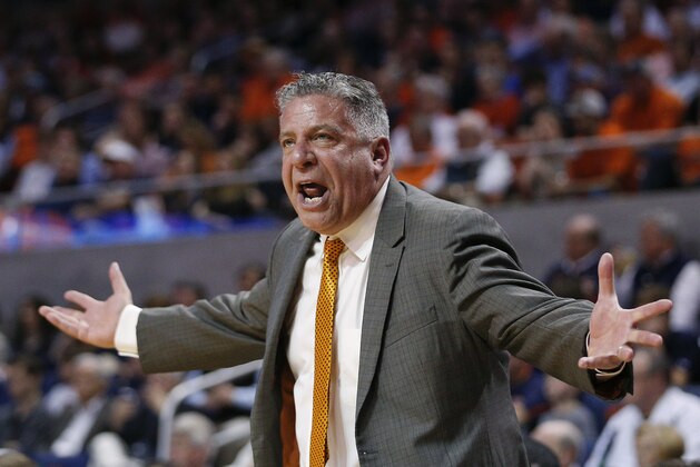 Auburn head coach Bruce Pearl reacts on the sidelines during the first half of an NCAA college basketball game against South Carolina, Saturday, March 3, 2018, in Auburn, Ala. (AP Photo/Brynn Anderson)