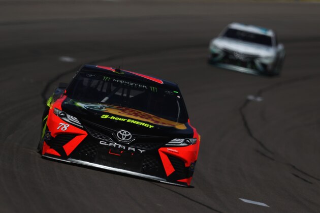 LAS VEGAS, NV - MARCH 04:  Martin Truex Jr., driver of the #78 Bass Pro Shops/5-hour ENERGY Toyota, races during the Monster Energy NASCAR Cup Series Pennzoil 400 presented by Jiffy Lube at Las Vegas Motor Speedway on March 4, 2018 in Las Vegas, Nevada.  (Photo by Sean Gardner/Getty Images)