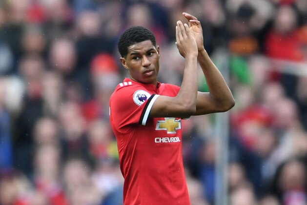 MANCHESTER, ENGLAND - MARCH 10:  Marcus Rashford of Manchester United shows appreciation to the fans as he is substituted during the Premier League match between Manchester United and Liverpool at Old Trafford on March 10, 2018 in Manchester, England.  (Photo by Laurence Griffiths/Getty Images)