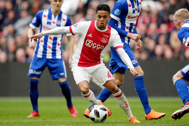 AMSTERDAM, NETHERLANDS - MARCH 11: Justin Kluivert of Ajax  during the Dutch Eredivisie  match between Ajax v SC Heerenveen at the Johan Cruijff Arena on March 11, 2018 in Amsterdam Netherlands (Photo by Erwin Spek/Soccrates/Getty Images)