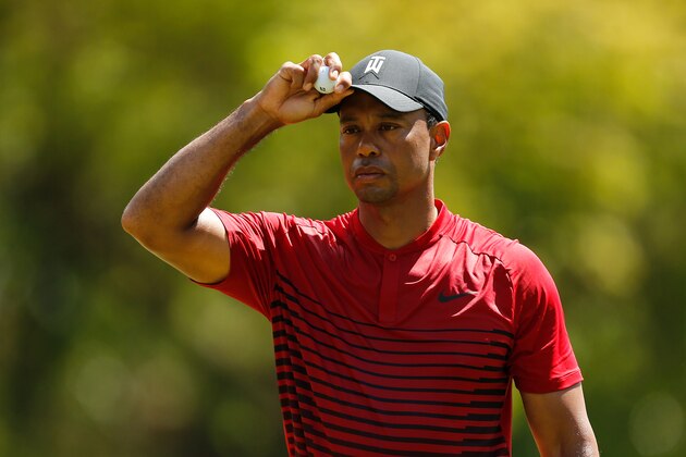 PALM HARBOR, FL - MARCH 11:  Tiger Woods reacts on the second green during the final round of the Valspar Championship at Innisbrook Resort Copperhead Course on March 11, 2018 in Palm Harbor, Florida.  (Photo by Michael Reaves/Getty Images)