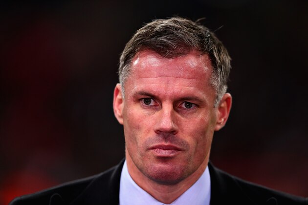 LONDON, ENGLAND - NOVEMBER 01:  Jamie Carragher looks on before the UEFA Champions League group H match between Tottenham Hotspur and Real Madrid at Wembley Stadium on November 1, 2017 in London, United Kingdom.  (Photo by Chris Brunskill Ltd/Getty Images)
